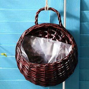 10" COFFEE Hanging Wicker Basket NWT